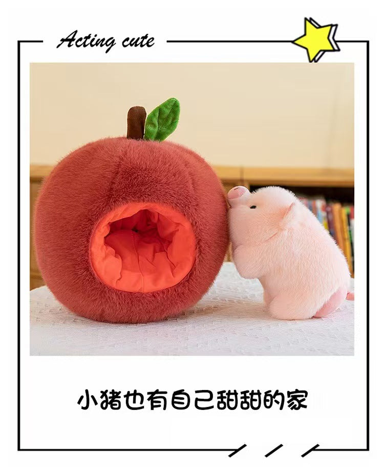 Christmas Gift Idea: Adorable Apple-Stealing Piggy Plush Toy - Cozy Companion for Girls