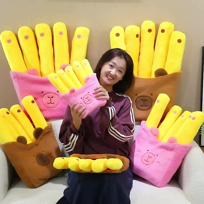 Fry-bara Plush Toy - French Fry Pouch with Goofy Capybara, Hilarious Couch Companion & Gift