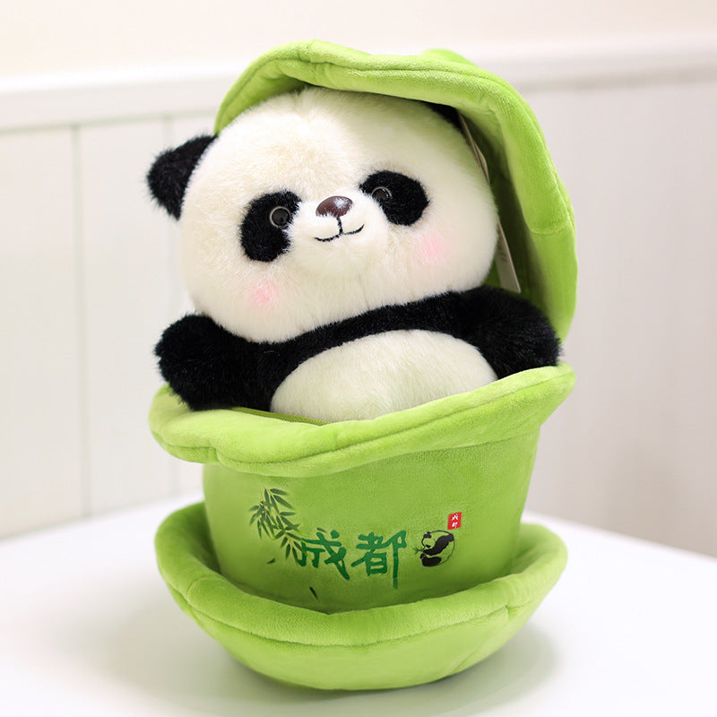 [Teacup Panda] Creative giant panda plush doll, sleeping pillow with bowl, 25cm large bowl + 19cm panda, PP cotton filling, birthday gift