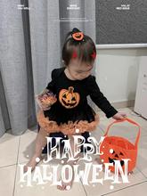 0-2 Years Old Rebornbaby Halloween Party Costume, Long-Sleeved Princess Dress, Orange and Black Set