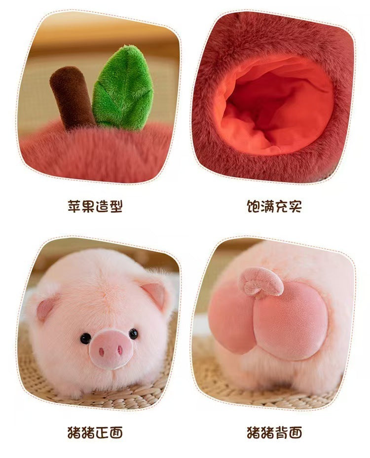 Christmas Gift Idea: Adorable Apple-Stealing Piggy Plush Toy - Cozy Companion for Girls