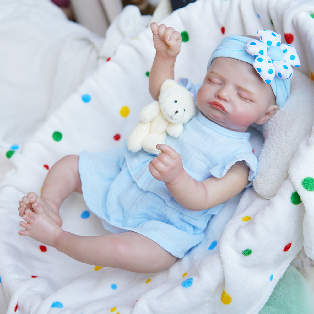 18inch Realistic Reborn Doll Full Silicone Body Handmade Soft Vinyl Baby Girl Doll High Definition Painting
