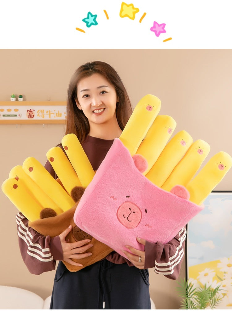 Fry-bara Plush Toy - French Fry Pouch with Goofy Capybara, Hilarious Couch Companion & Gift