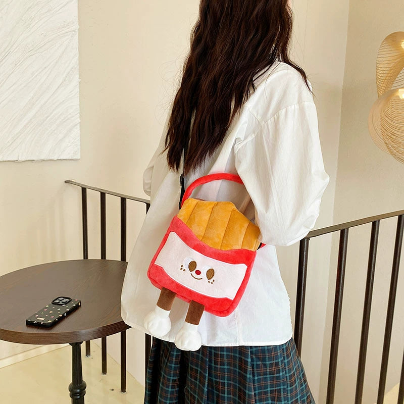 Too cute! Hamburger, French Fries, and Coke Plush Bag | Soft and cute shoulder bag for girls | Custom orders available at competitive prices