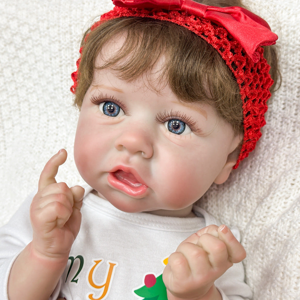 55cm Christmas costume reborn doll, high-color vinyl simulation baby, holiday gift, cute baby, cross-border hot selling Reborn Baby