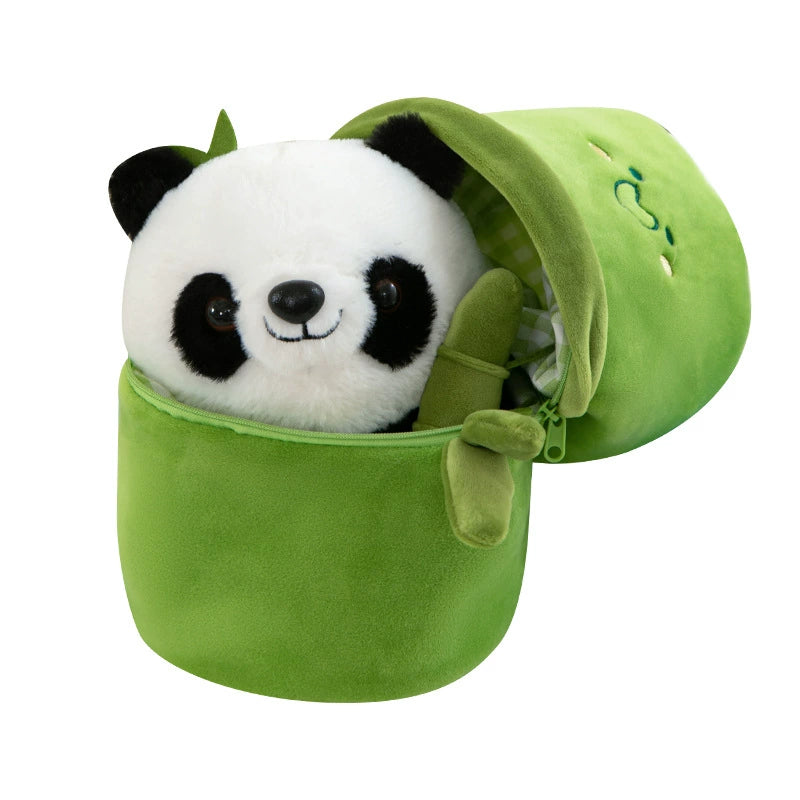 Christmas Panda in Bamboo Plush - Adorable Panda Doll Cuddle Pillow, Unique Stocking Stuffer Gift