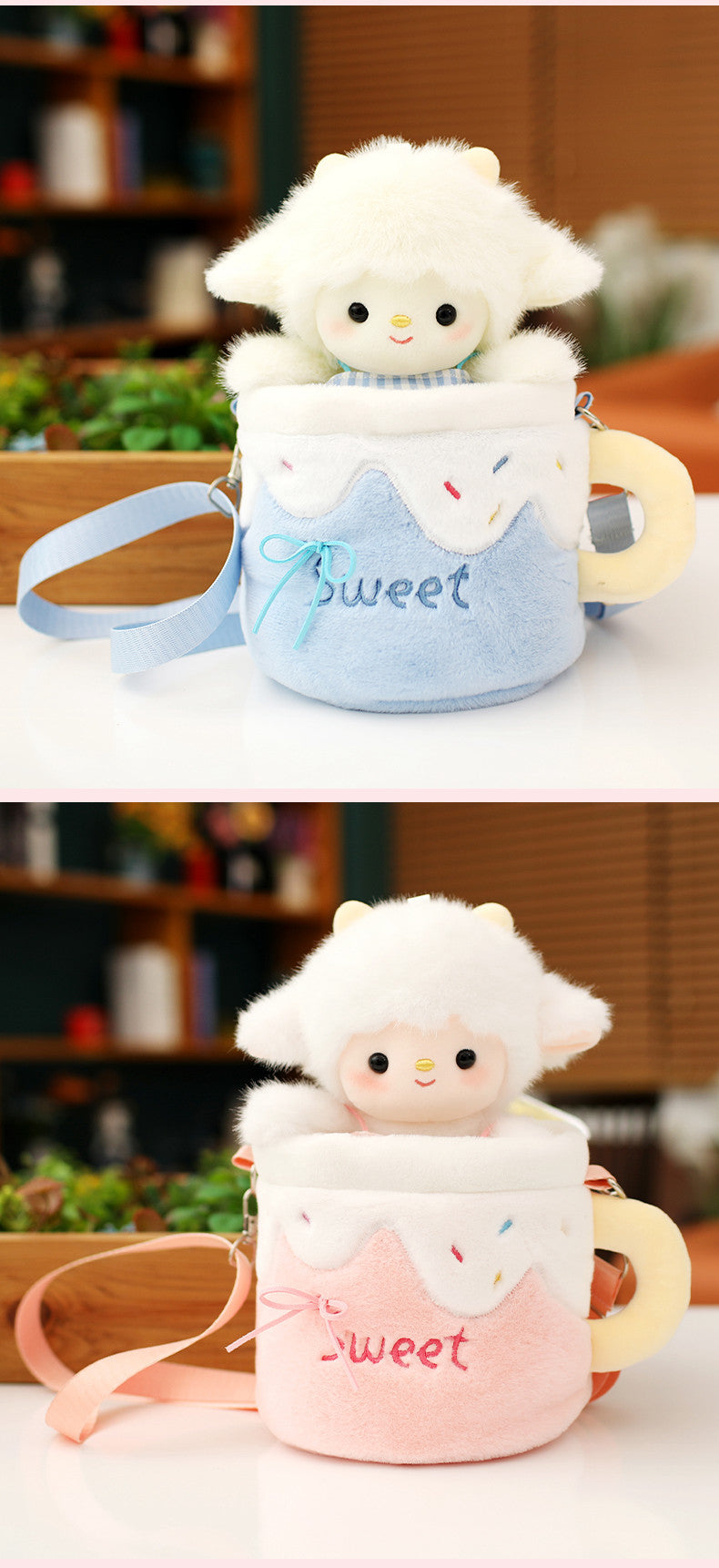 [Detachable lamb bag] Plush doll crossbody shoulder bag Cute animal doll bag Creative gift for girlfriends and couples, soothing and companionship