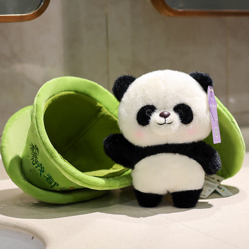 [Teacup Panda] Creative giant panda plush doll, sleeping pillow with bowl, 25cm large bowl + 19cm panda, PP cotton filling, birthday gift