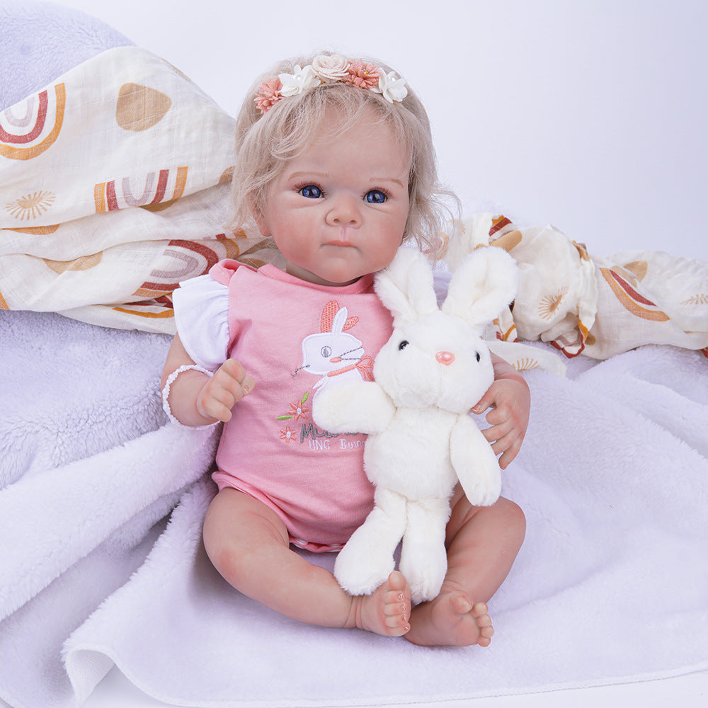 Bunny costume + high color 18 inches 46 cm cloth body hair transplant reborn doll soft changeable children's gift