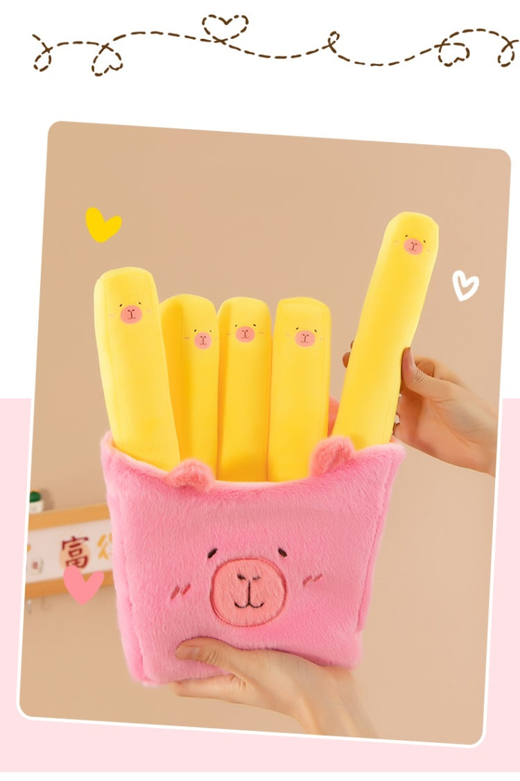 Fry-bara Plush Toy - French Fry Pouch with Goofy Capybara, Hilarious Couch Companion & Gift