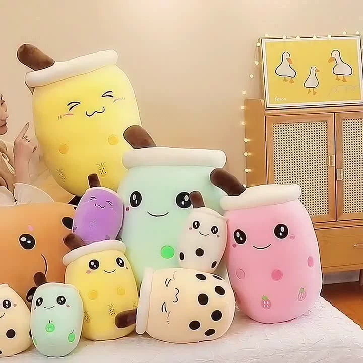 Boba Milk Tea Plushie Cup - Sip & Cuddle Huggable Pillow, Cute Squishy Toy for Girls & Kids