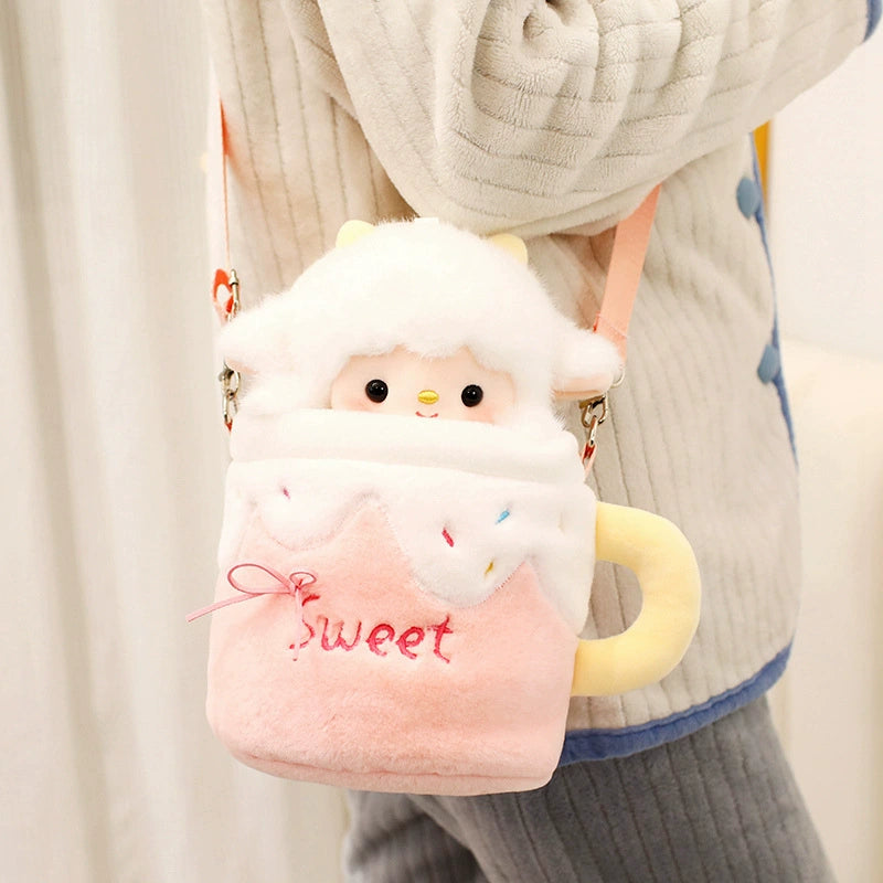 [Detachable lamb bag] Plush doll crossbody shoulder bag Cute animal doll bag Creative gift for girlfriends and couples, soothing and companionship