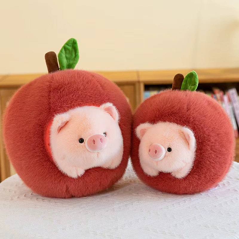 Christmas Gift Idea: Adorable Apple-Stealing Piggy Plush Toy - Cozy Companion for Girls