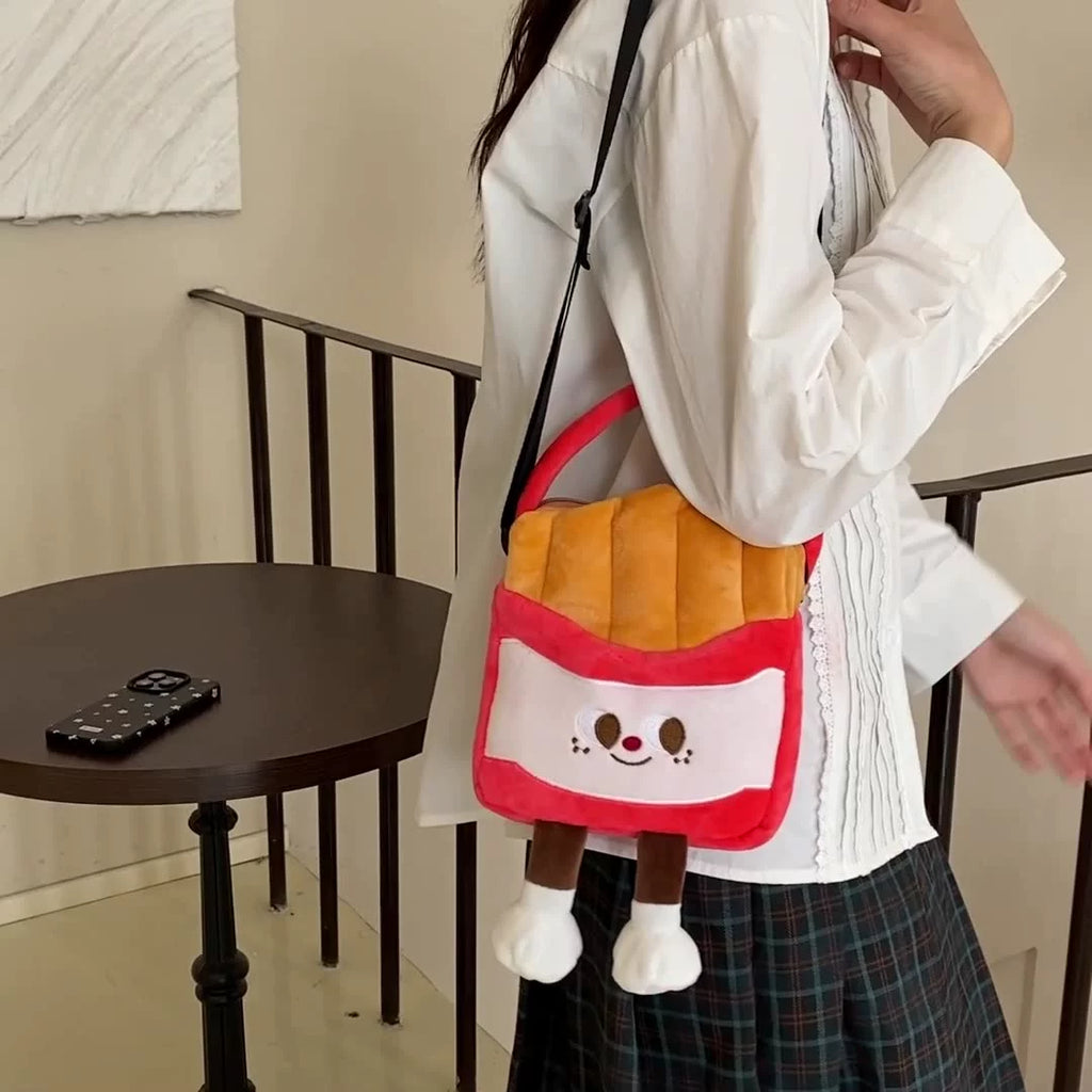 Too cute! Hamburger, French Fries, and Coke Plush Bag | Soft and cute shoulder bag for girls | Custom orders available at competitive prices