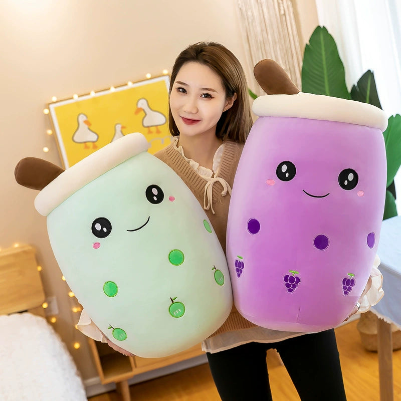Boba Milk Tea Plushie Cup - Sip & Cuddle Huggable Pillow, Cute Squishy Toy for Girls & Kids