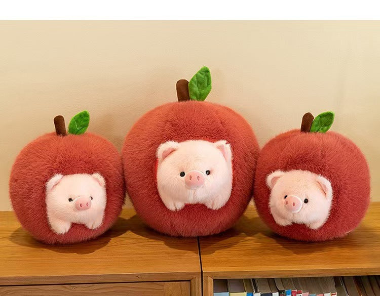 Christmas Gift Idea: Adorable Apple-Stealing Piggy Plush Toy - Cozy Companion for Girls