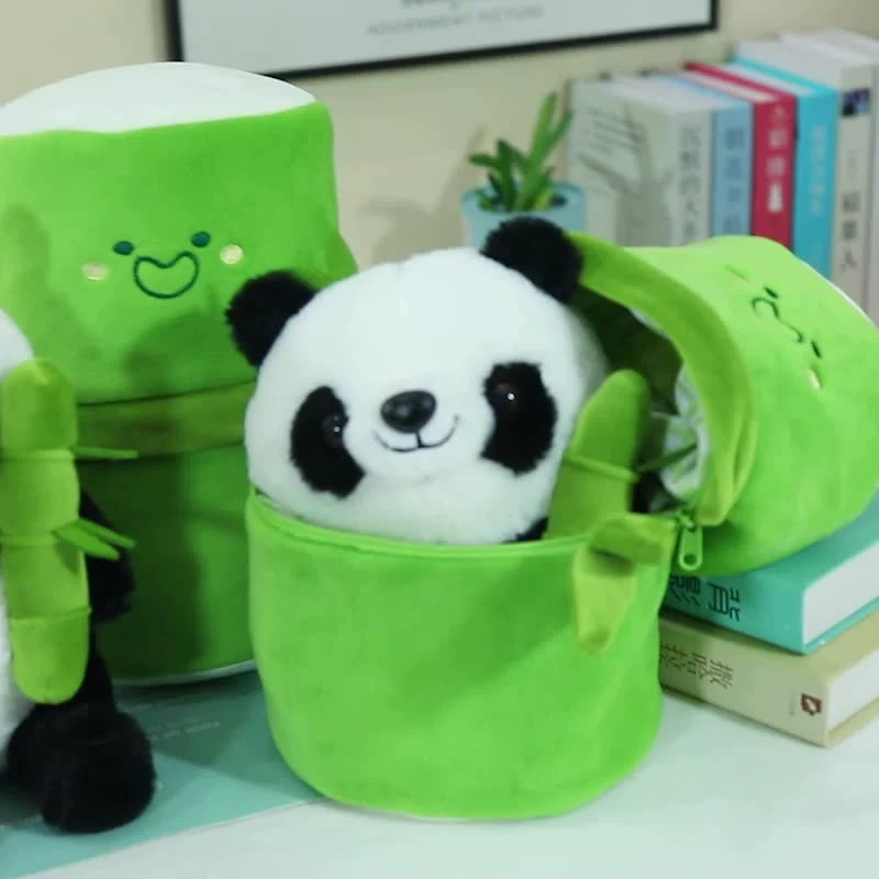 Christmas Panda in Bamboo Plush - Adorable Panda Doll Cuddle Pillow, Unique Stocking Stuffer Gift