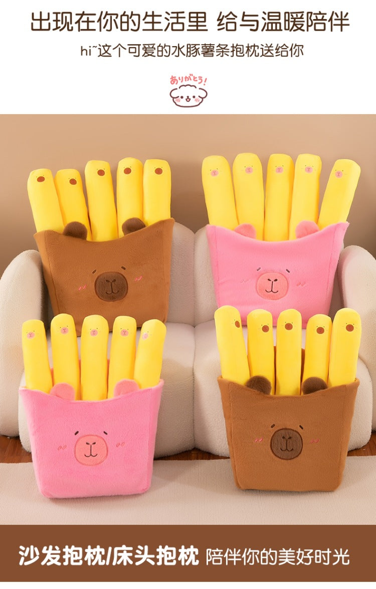 Fry-bara Plush Toy - French Fry Pouch with Goofy Capybara, Hilarious Couch Companion & Gift