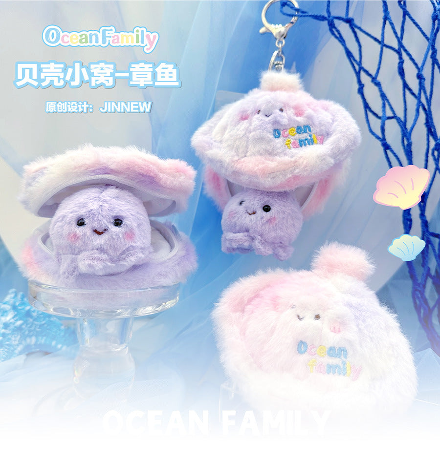 Magical Seashell Keychain - Open to Reveal a Secret Sea Creature Inside, Ocean Family Surprise Toy