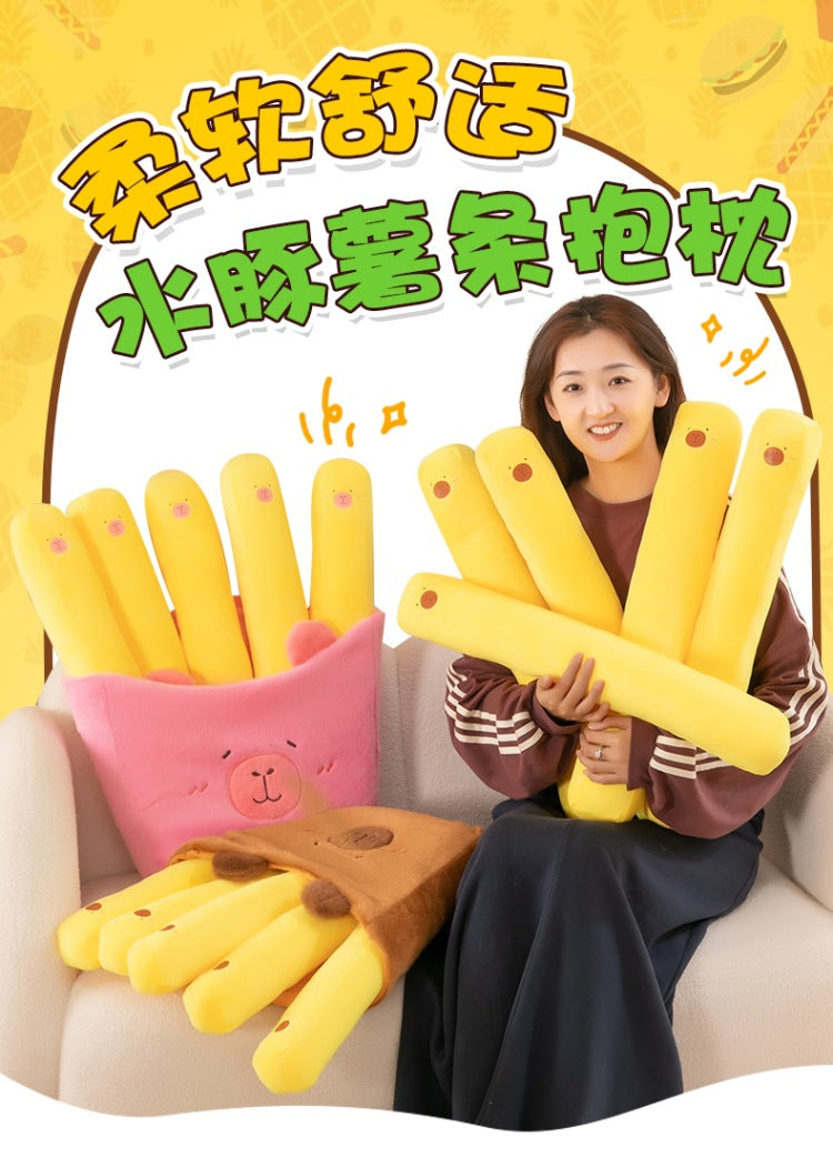 Fry-bara Plush Toy - French Fry Pouch with Goofy Capybara, Hilarious Couch Companion & Gift