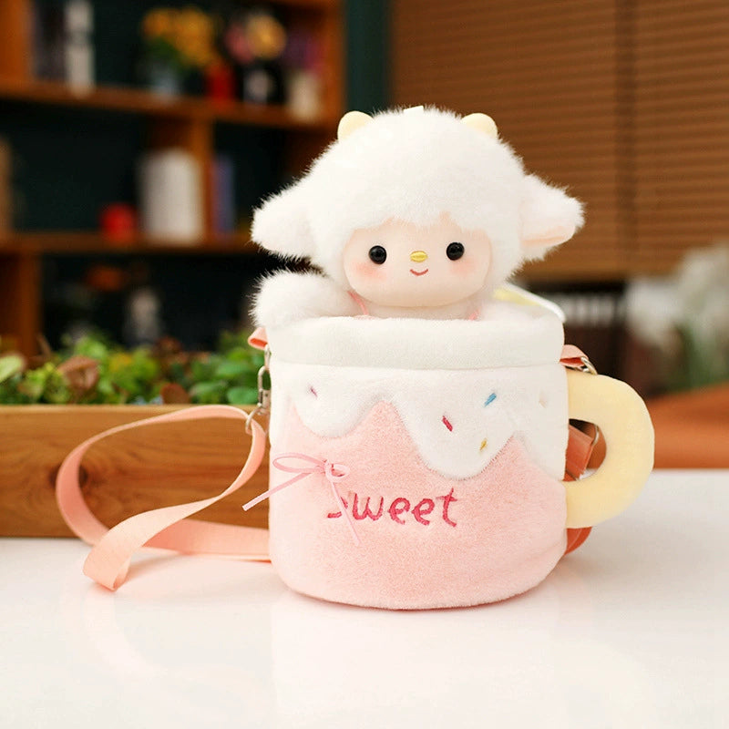 [Detachable lamb bag] Plush doll crossbody shoulder bag Cute animal doll bag Creative gift for girlfriends and couples, soothing and companionship