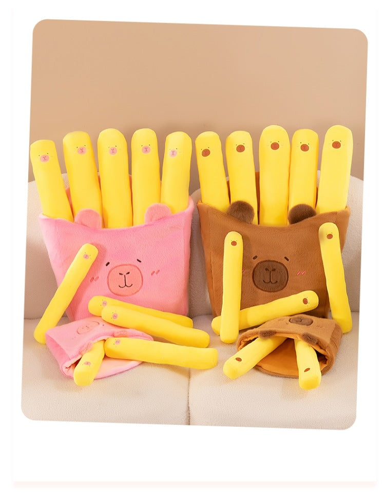 Fry-bara Plush Toy - French Fry Pouch with Goofy Capybara, Hilarious Couch Companion & Gift