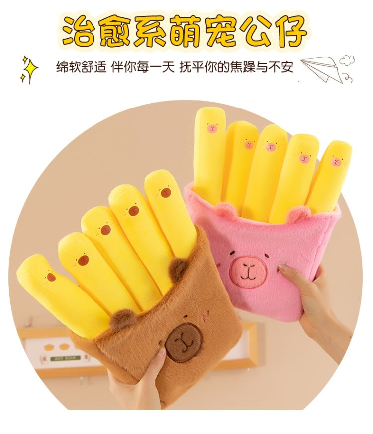 Fry-bara Plush Toy - French Fry Pouch with Goofy Capybara, Hilarious Couch Companion & Gift