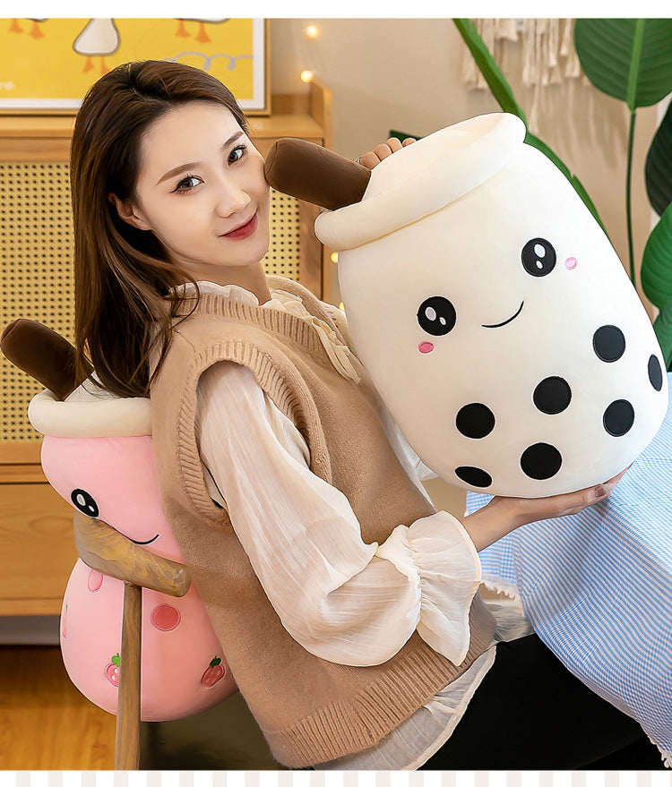 Boba Milk Tea Plushie Cup - Sip & Cuddle Huggable Pillow, Cute Squishy Toy for Girls & Kids