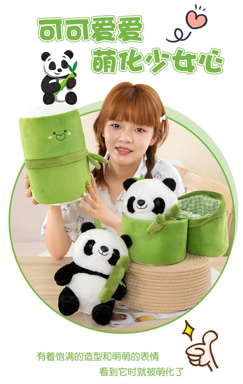 Christmas Panda in Bamboo Plush - Adorable Panda Doll Cuddle Pillow, Unique Stocking Stuffer Gift