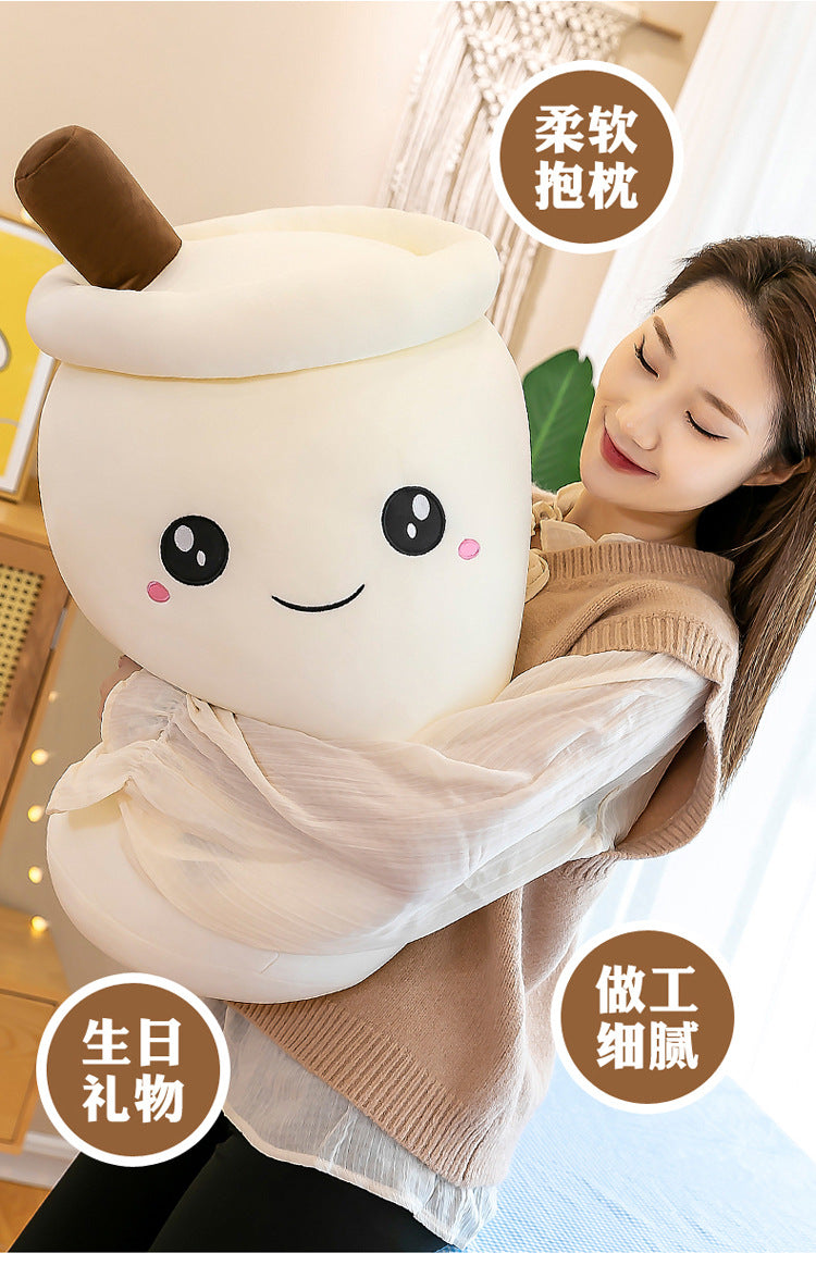 Boba Milk Tea Plushie Cup - Sip & Cuddle Huggable Pillow, Cute Squishy Toy for Girls & Kids