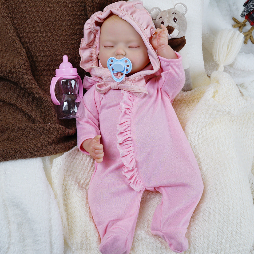 New 43cm soft rubber newborn doll, simulation baby newborn girl, dressable reborn doll, soft touch toy gift