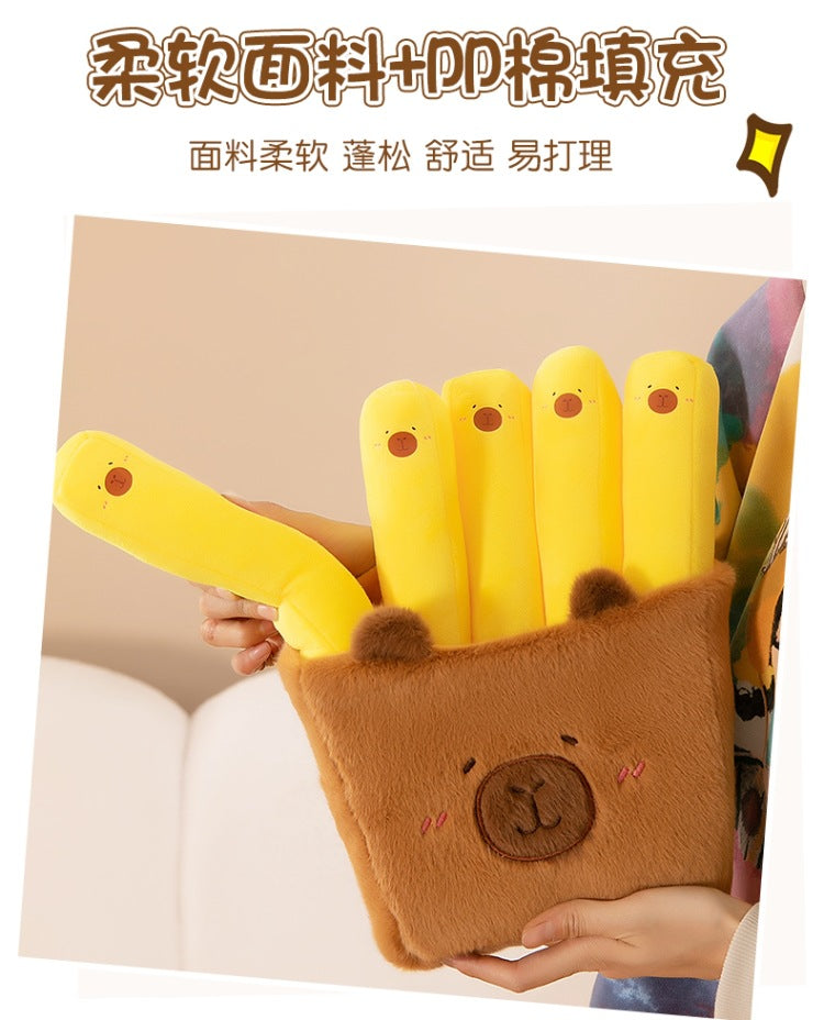 Fry-bara Plush Toy - French Fry Pouch with Goofy Capybara, Hilarious Couch Companion & Gift