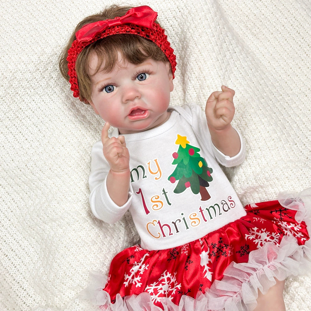 55cm Christmas costume reborn doll, high-color vinyl simulation baby, holiday gift, cute baby, cross-border hot selling Reborn Baby
