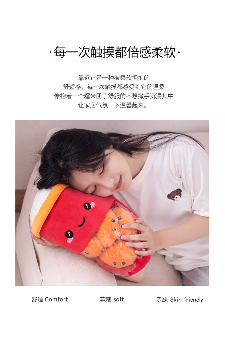 2-in-1 Boba Tea Pillow with Removable Plush Toppings, Creative Huggable Cup & Cuddle Toys