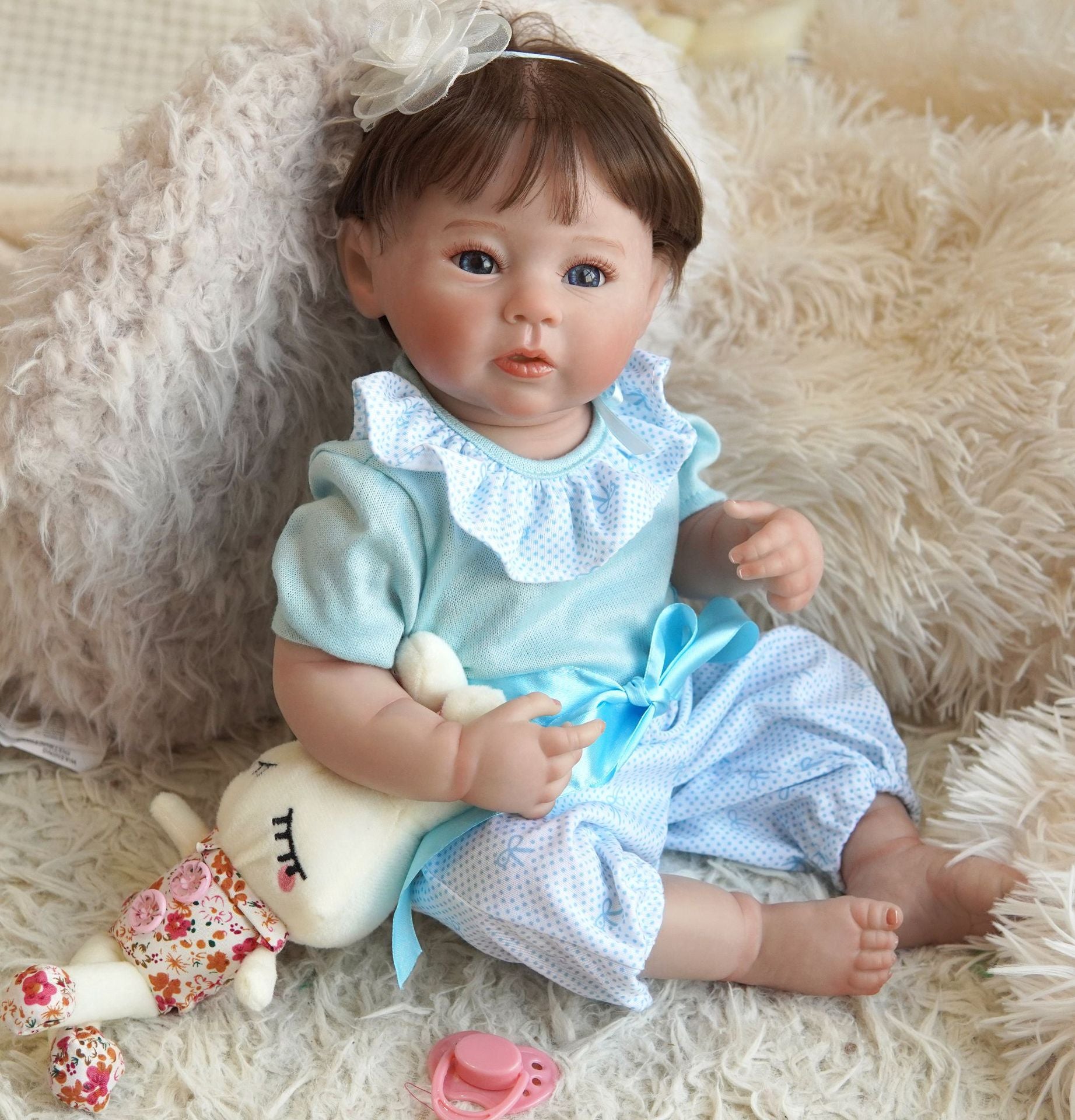 20-inch Raven reborn doll, full-body simulation baby, 50cm vinyl doll, Christmas and New Year gift, simulation doll, girl's birthday gift