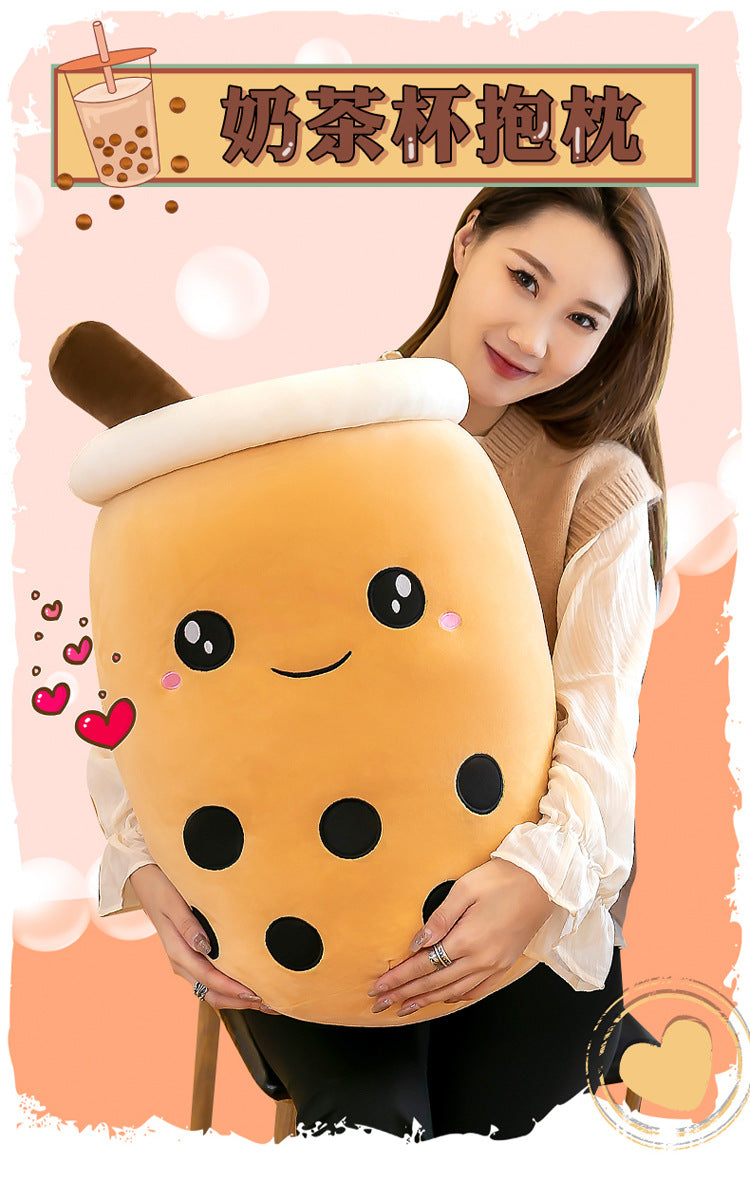 Boba Milk Tea Plushie Cup - Sip & Cuddle Huggable Pillow, Cute Squishy Toy for Girls & Kids