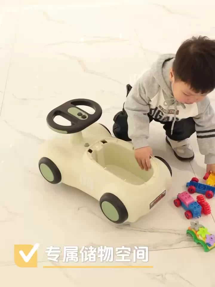 Music and Lights Sliding Car, Baby Scooter Toy Car, 1-3 Years Old, Quiet Universal Wheel, Indoor Use, Eco-Friendly PP Material, Car Shape, Great Birthday Gift for Boys and Girls