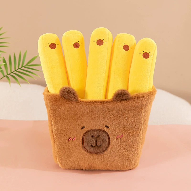 Fry-bara Plush Toy - French Fry Pouch with Goofy Capybara, Hilarious Couch Companion & Gift