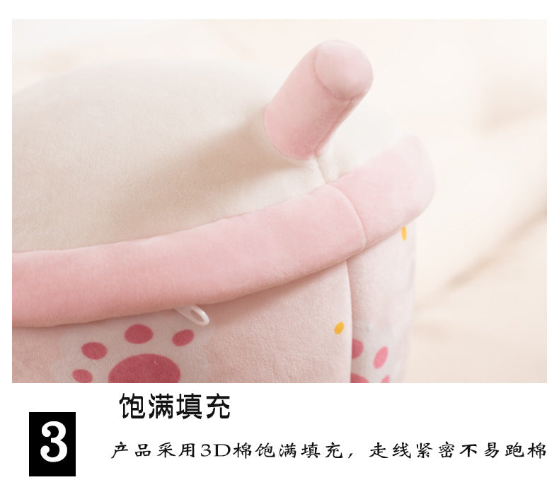 2-in-1 Boba Tea Pillow with Removable Plush Toppings, Creative Huggable Cup & Cuddle Toys