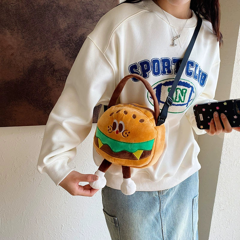 Too cute! Hamburger, French Fries, and Coke Plush Bag | Soft and cute shoulder bag for girls | Custom orders available at competitive prices