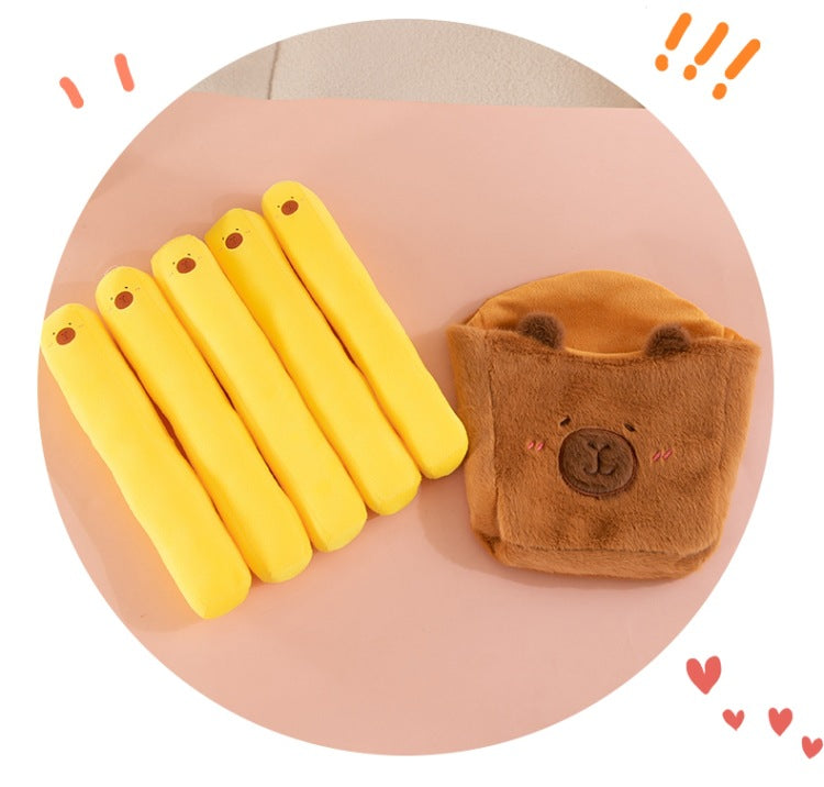 Fry-bara Plush Toy - French Fry Pouch with Goofy Capybara, Hilarious Couch Companion & Gift