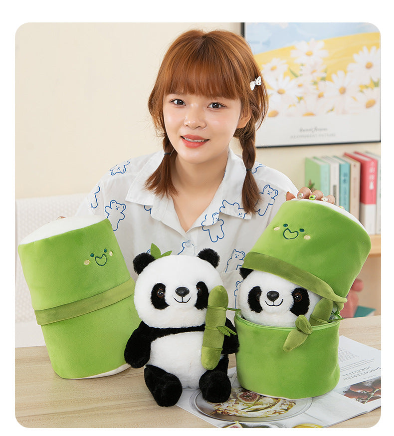 Christmas Panda in Bamboo Plush - Adorable Panda Doll Cuddle Pillow, Unique Stocking Stuffer Gift