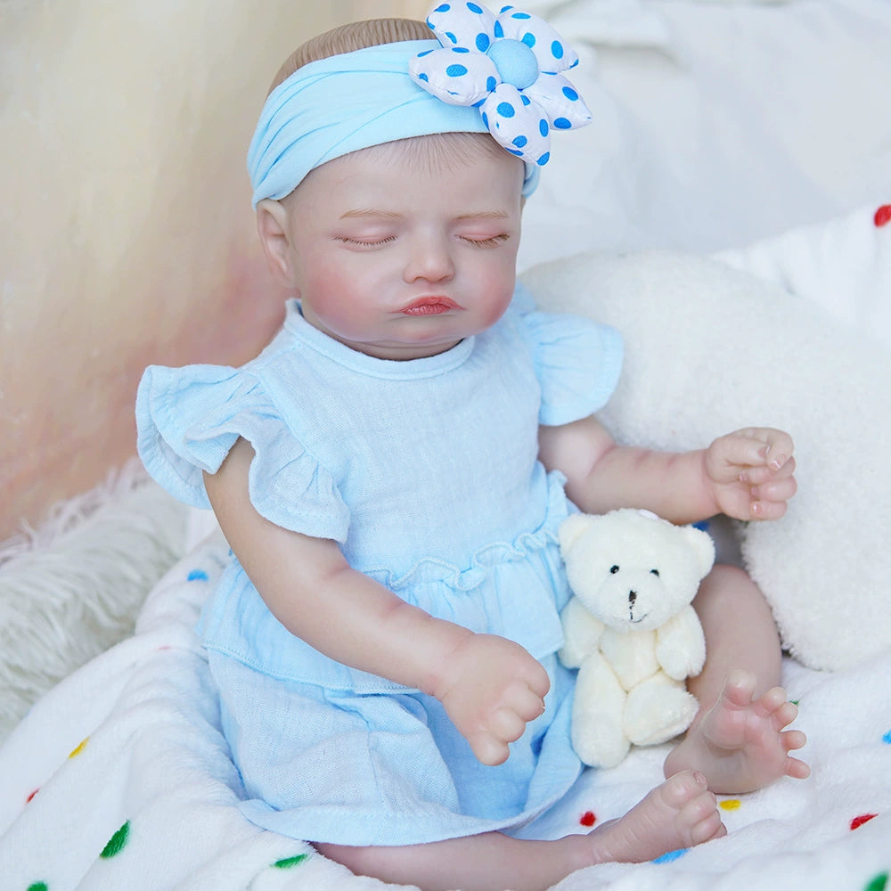 18inch Realistic Reborn Doll Full Silicone Body Handmade Soft Vinyl Baby Girl Doll High Definition Painting