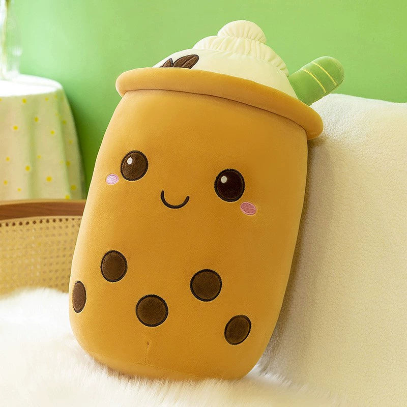 Boba Milk Tea Plushie Cup - Sip & Cuddle Huggable Pillow, Cute Squishy Toy for Girls & Kids