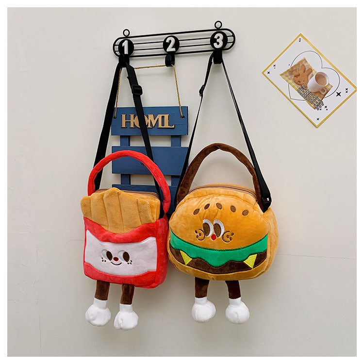 Too cute! Hamburger, French Fries, and Coke Plush Bag | Soft and cute shoulder bag for girls | Custom orders available at competitive prices