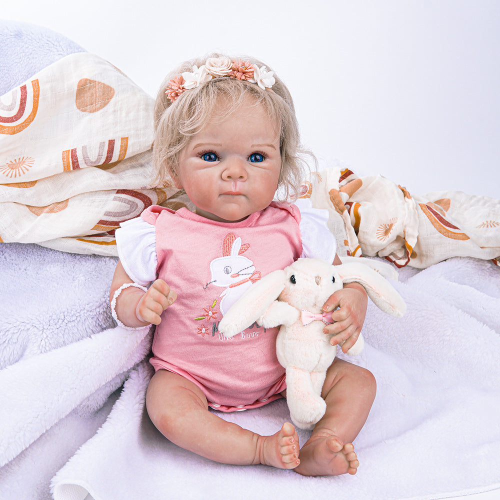 Bunny costume + high color 18 inches 46 cm cloth body hair transplant reborn doll soft changeable children's gift