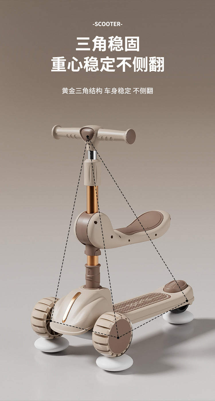 Children's scooter three-in-one 1-3-6 years old boys and girls slide baby can sit and ride the slide car