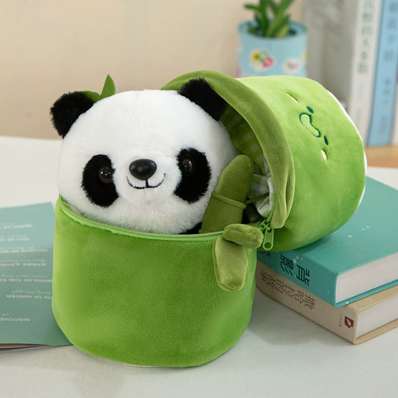 Christmas Panda in Bamboo Plush - Adorable Panda Doll Cuddle Pillow, Unique Stocking Stuffer Gift