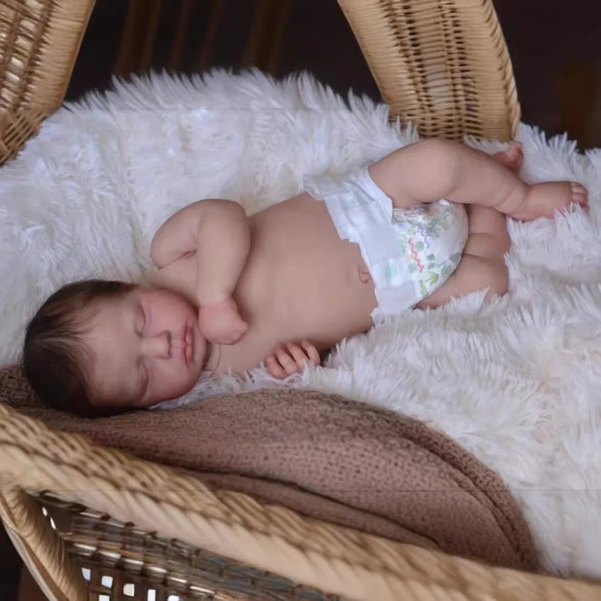 Healing companion 49 cm simulation sleeping baby hair transplant gel body 3D skin ultra-realistic baby model gift collection