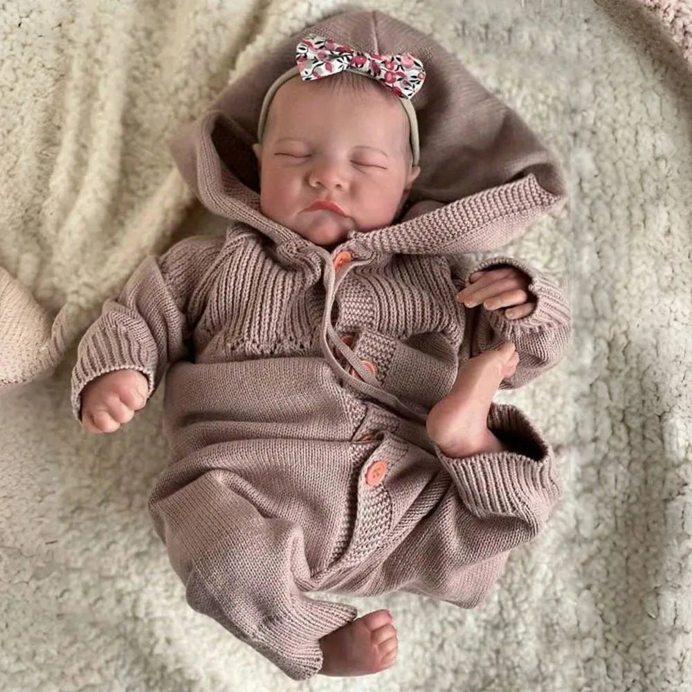 [Christmas Gift] 46cm Washable Simulated Baby with Closed Eyes, Full Rubber Companion Toy, Birthday Gift